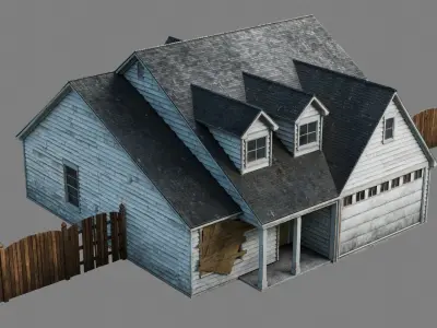 Abandoned Residential House v3 Low-poly 3D model
