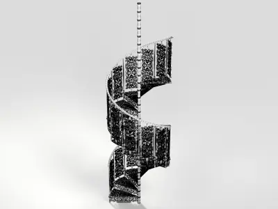 Ornate Wrought Iron Spiral Staircase Low-poly 3D model
