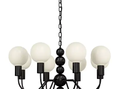 Modern Black Globe Chandelier White Glass 3D model