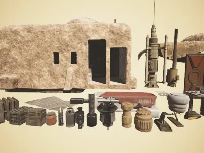 Abandoned house of Ben Kenobi PBR low-poly game ready Low-poly 3D model