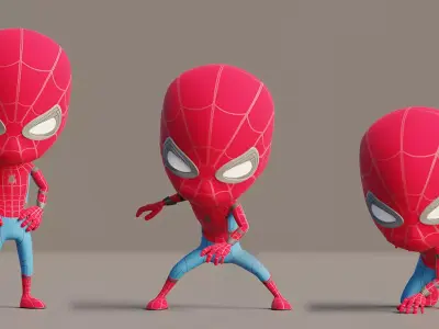 Rigged Cute Mini Spiderman Lowpoly Character Low-poly 3D model