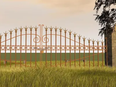 Mystic Rusty Old Gate Barn Door Fence 3D model