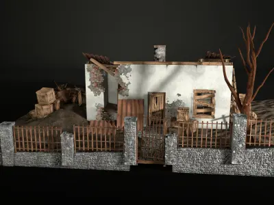 Enviro Building Burnt House Game Asset Low-poly 3D model