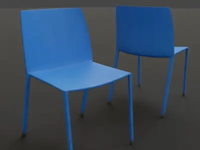 Stackable Plastic Chair Low-poly 3D model 3