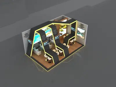 Booth Exhibition Stand Stall 8x5m Height 360 cm 2 Side Open 3D model