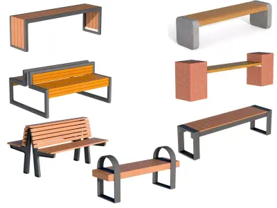 Collection City Bench 02 3D Model Pack