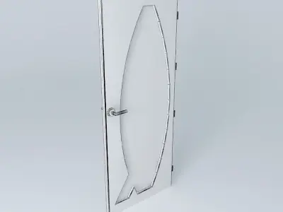 Letter "R", 3D door, very detail with glass, lock and hinger. Free 3D model