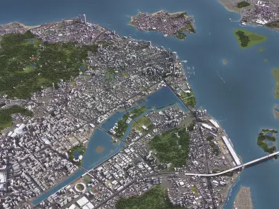 Xiamen - 3D City Model Low-poly 3D model