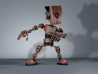 Robot Steampunk PBR Low-poly 3D model