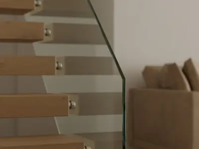 Minimalist Wooden Style Living Room Interior Scene 3D model