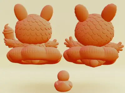 Labubu Beach Set Characters QUQU SISI Pop Mart Printable 3D print model