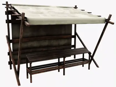 Market Stall Cotton Low-poly 3D model