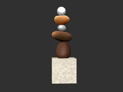 Stone Desktop Statue Lamp Decor 3D model