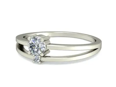 Women Wedding Engagement Two Band Ring 3D print model 2