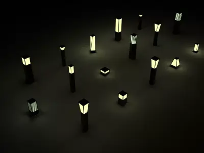 Garden Light Pack  Low-poly 3D model