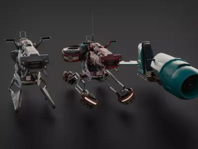 Sci-Fi Hover Bikes Pack - Production Ready 3D model
