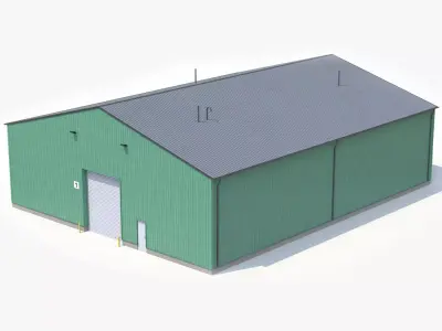 Green Industrial Building 39 PBR  Low-poly 3D model
