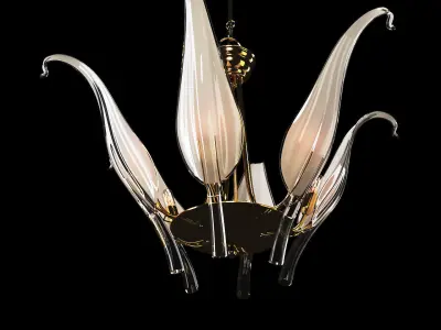 Iris Leaves - chandelier in Murano glass and brass by Seguso 3D model