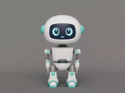 Rigged Cartoon Cute Robot Low-poly 3D model