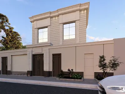 Classic Residential Villa SketchUp Model Night Render Included 3D model