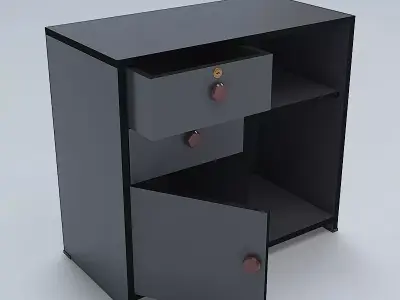 Cabinet nightstand with two drawers 3D model