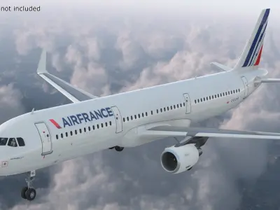  Air France Airbus A321 with Cabin and Cockpit Rigged for Maya 