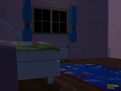 Cartoon Pink Kids Room 3D model