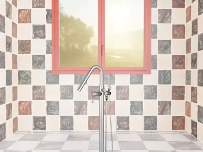 3D Model of Floor Mounted Tub Filler - Faucet Low-poly 3D model