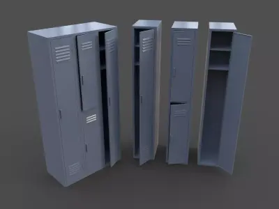 PBR School Gym Locker 04 - Grey Low-poly 3D model