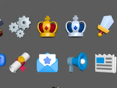 Cartoon Game Widget Low-poly 3D model