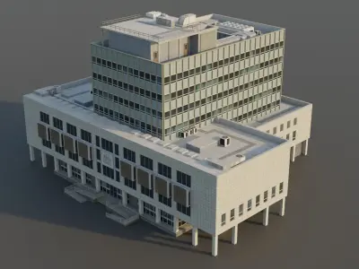 Camberwell Magistrates Court - Modernist London Office Building Low-poly 3D model