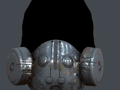 Gas mask helmet 3d model scifi Low-poly  Low-poly 3D model 505
