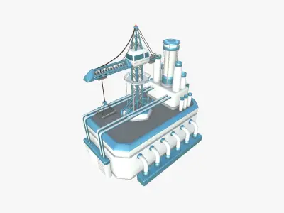 SciFi Factory A01 White Blue - Sci Fi Exterior Design Low-poly 3D model