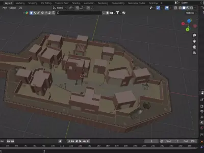 Island Arena Battle Map Low-poly 3D model