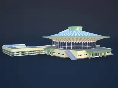 BISHKEK-STATE-CIRCUS circular building Low-poly 3D model