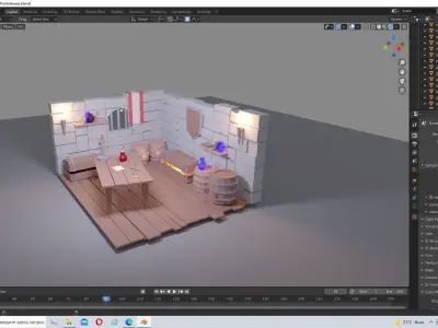 the lair room with furniture in it Free low-poly 3D model