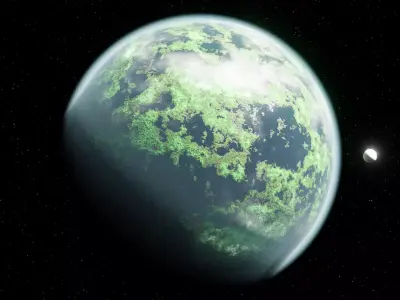 Green Alien Planet - Procedural Shader with Atmosphere 3D model