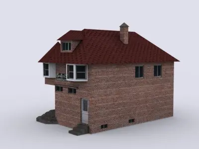 Brick house Low-poly 3D model