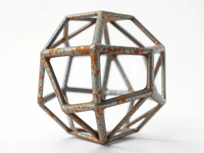 Geometric Wireframe Model Pack with Rusty Texture Low-poly 3D model