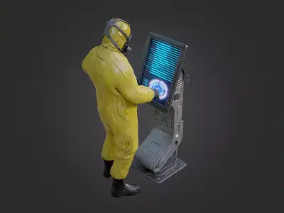 Sci Fi Lab Main Console Low-poly 3D model