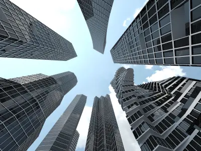 40 Basemesh modern buildings Low-poly 3D model