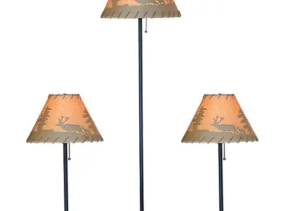 Elsea Rustic Cabin Lodge Table - Floor Lamp Forest Print 3D model