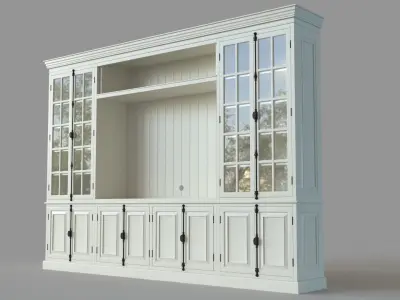 French Casement Media System Distressed White 3D model