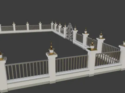 Gate and wall 3d model 3D model