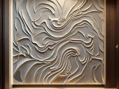 Wall Art for CNC - Elegant Relief Panel 02 3D model