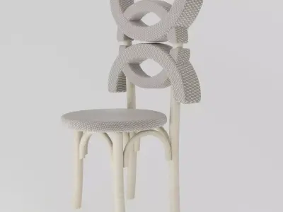 Modern Chair made of wood and fabric Free 3D model