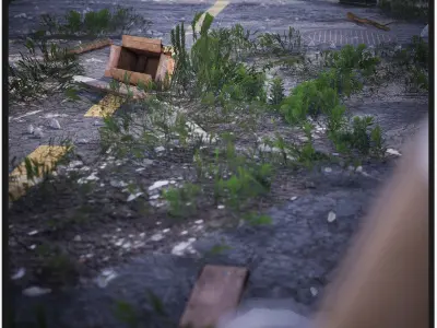 Modular Abandoned Road  50 Assets Low-poly 3D model