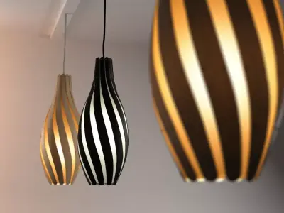 Swish striped pendant light 3D model