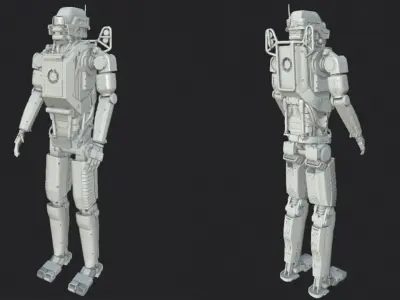 Elysium Droid Orange Skin - Factory Robot Low-poly 3D model