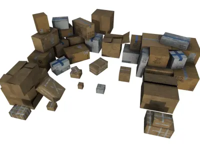 Cardboxes Pack 2 Low-poly 3D model